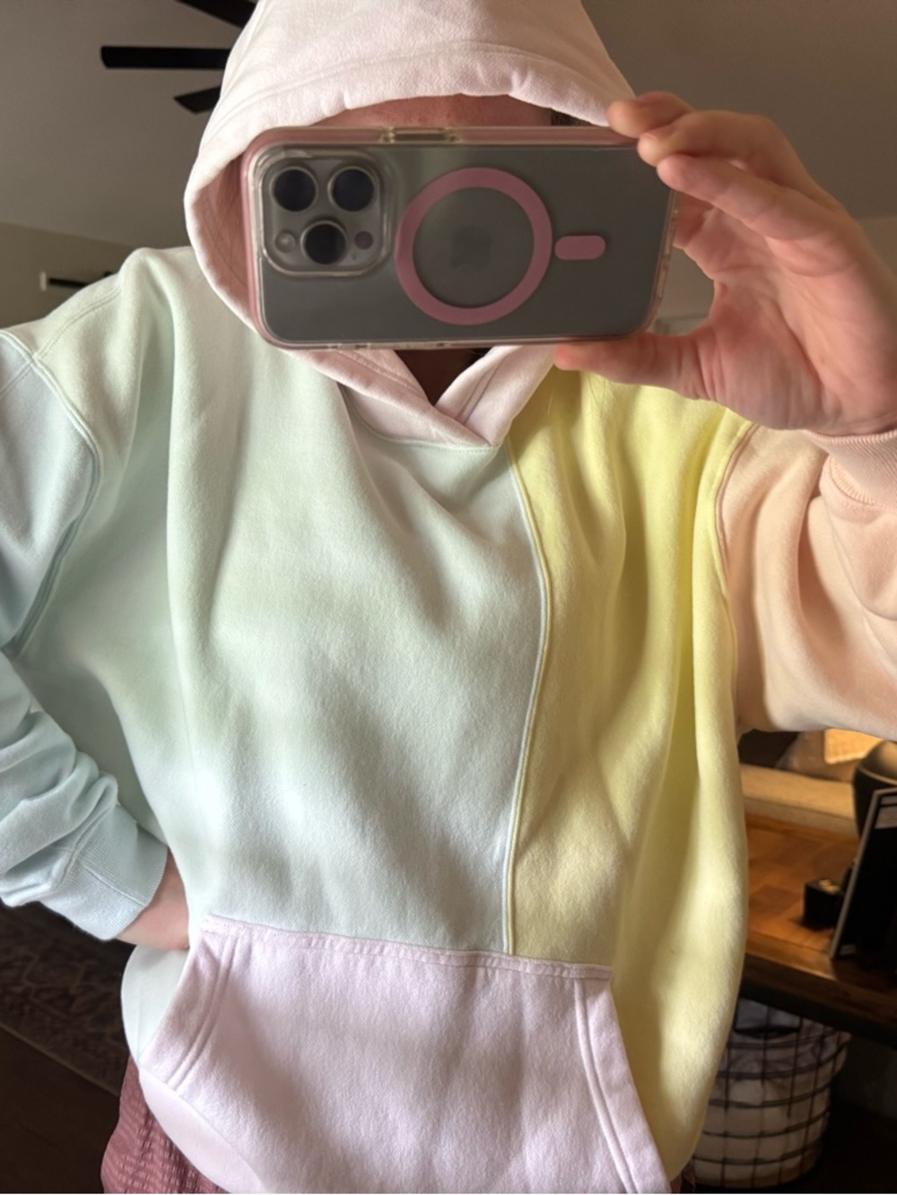 Abercrombie & Fitch Pastel Block Hoodie - Pink, Mint, Yellow, Peach